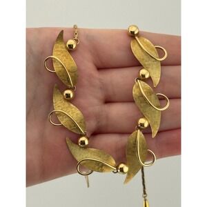 Vintage Krementz Signed Gold Tone Leaf Choker Necklace